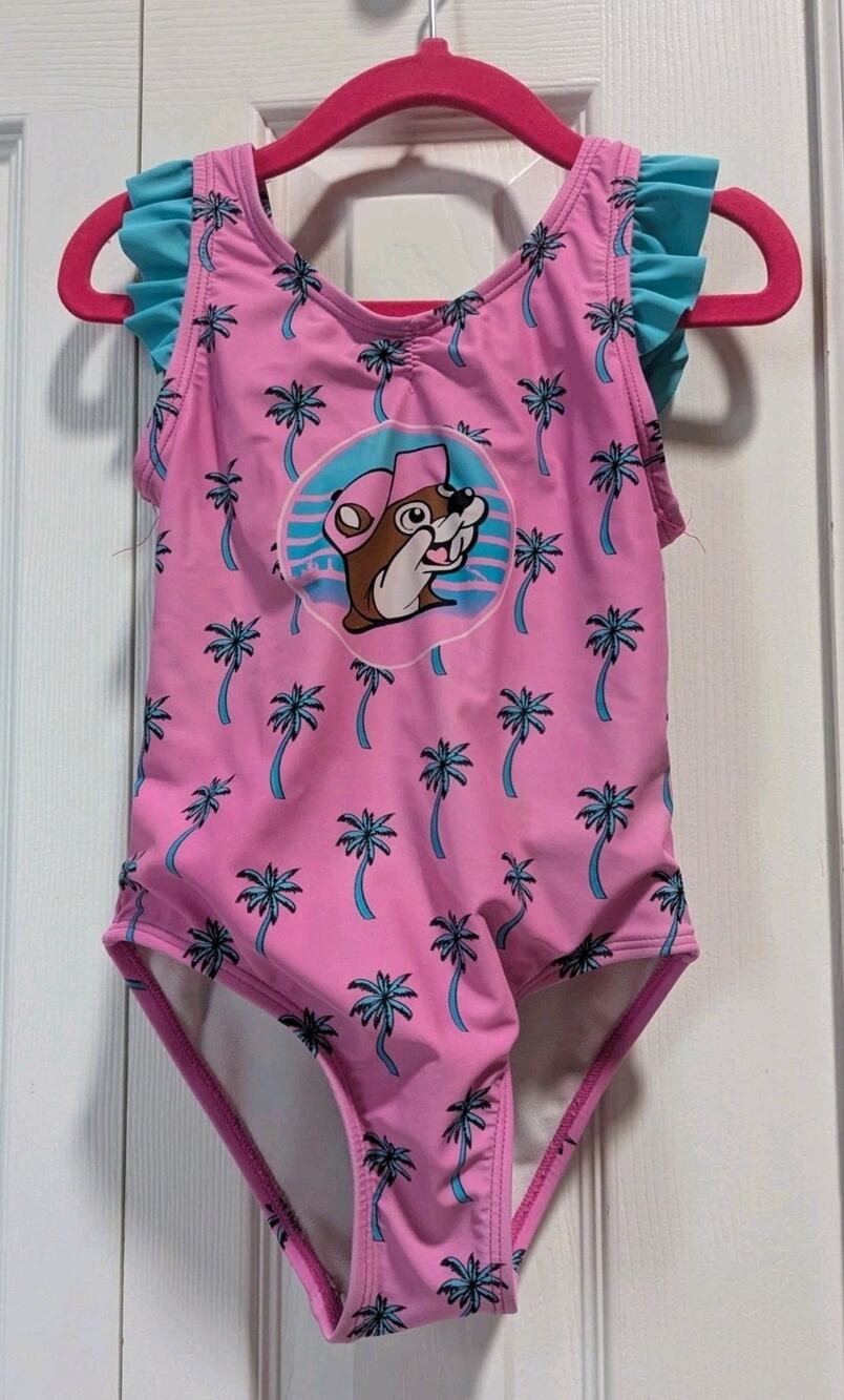Buc-ee's Pink Palm Trees Bathing Suit Sz 3T